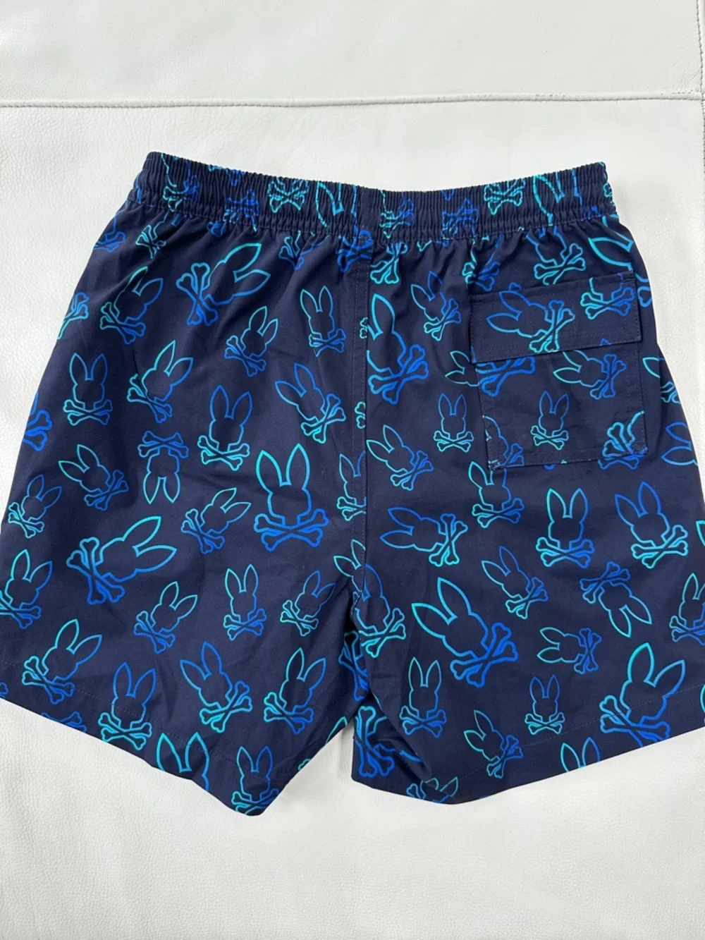 Psycho Bunny Boys Navy Swim Trunks with Blue Bunny Print size M (10-12) - Picture 6 of 9